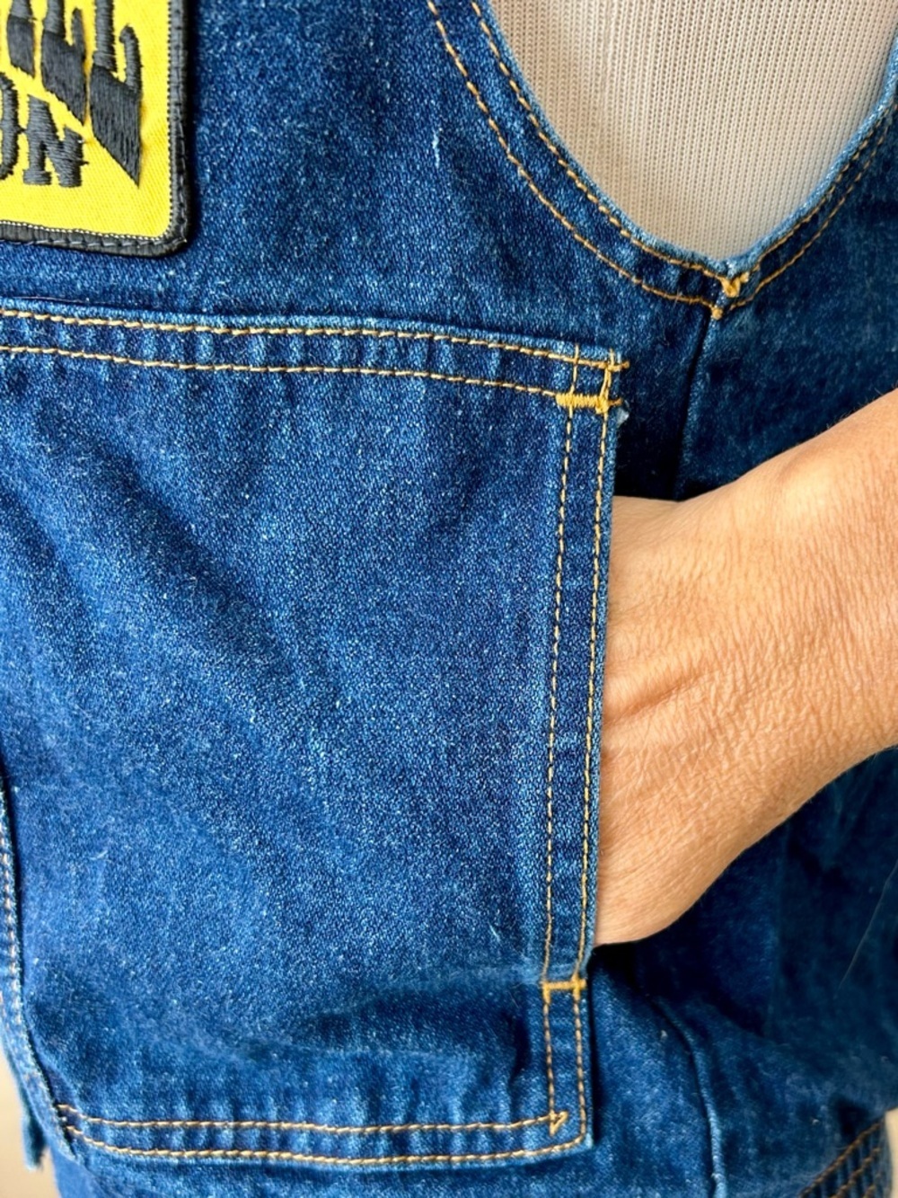 Vintage 90s Harley Davidson Denim Vest Boot Hill Saloon Electra Glide Eagle S - Picture 6 of 14